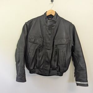 Vintage Road‎ Gear Leather Motorcycle Jacket Padded Elbows